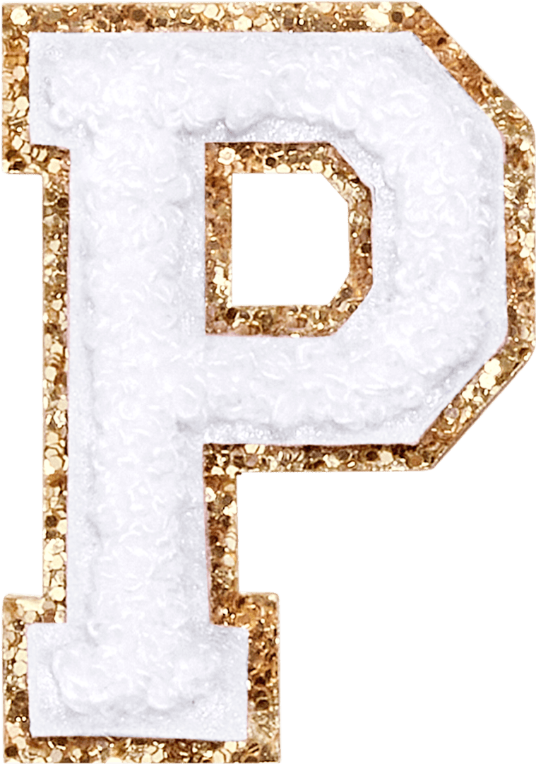 Blanc Glitter Varsity Letter Patch