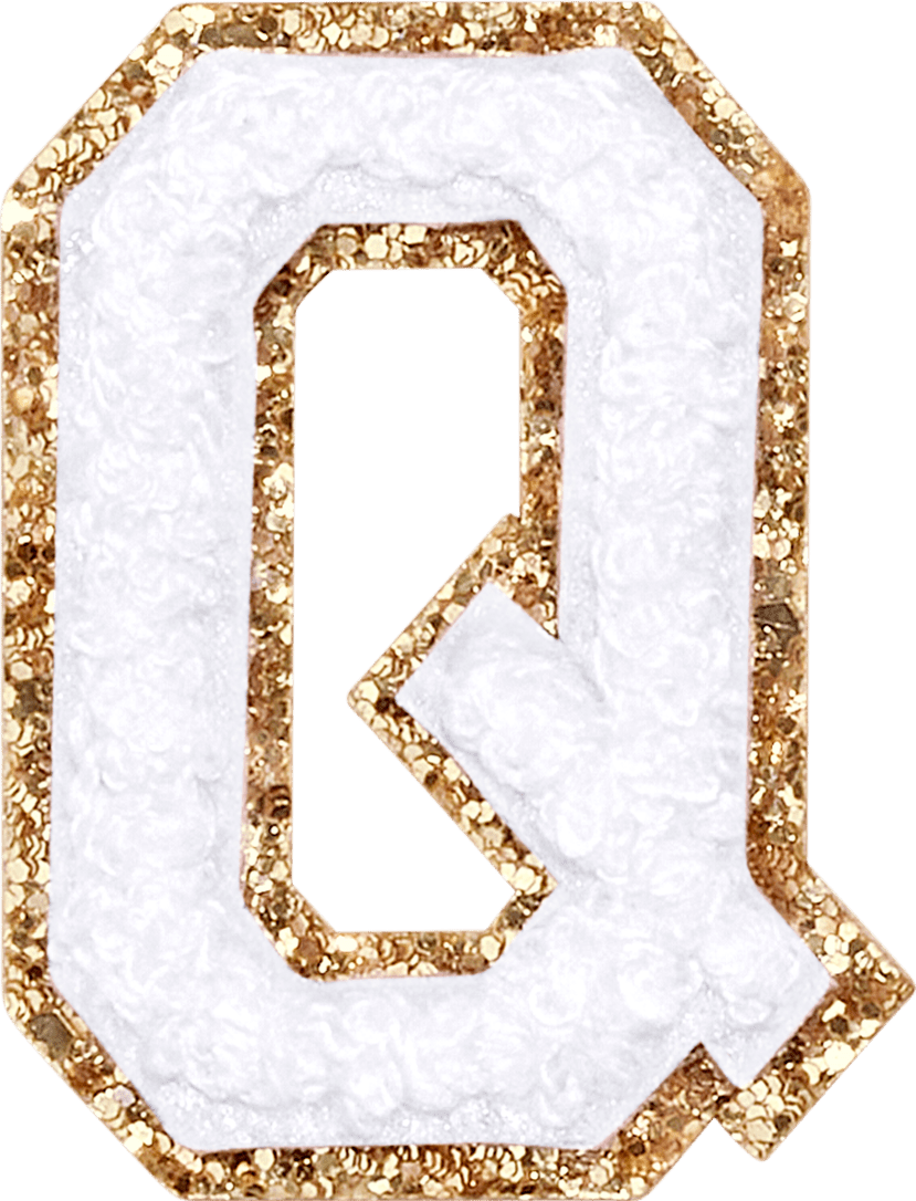 Blanc Glitter Varsity Letter Patch