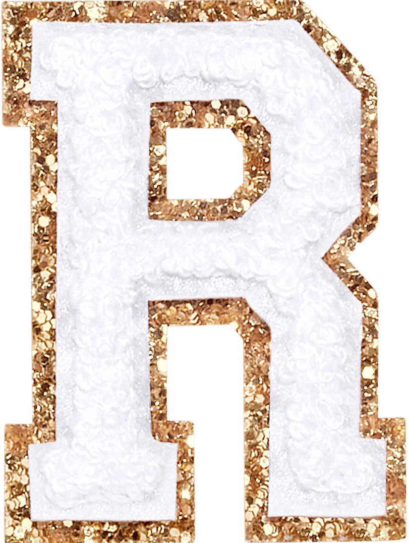 Blanc Glitter Varsity Letter Patch