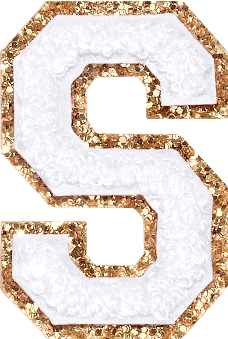 Blanc Glitter Varsity Letter Patch