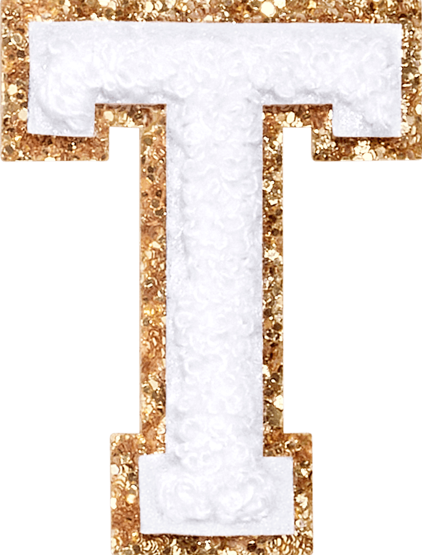 Blanc Glitter Varsity Letter Patch