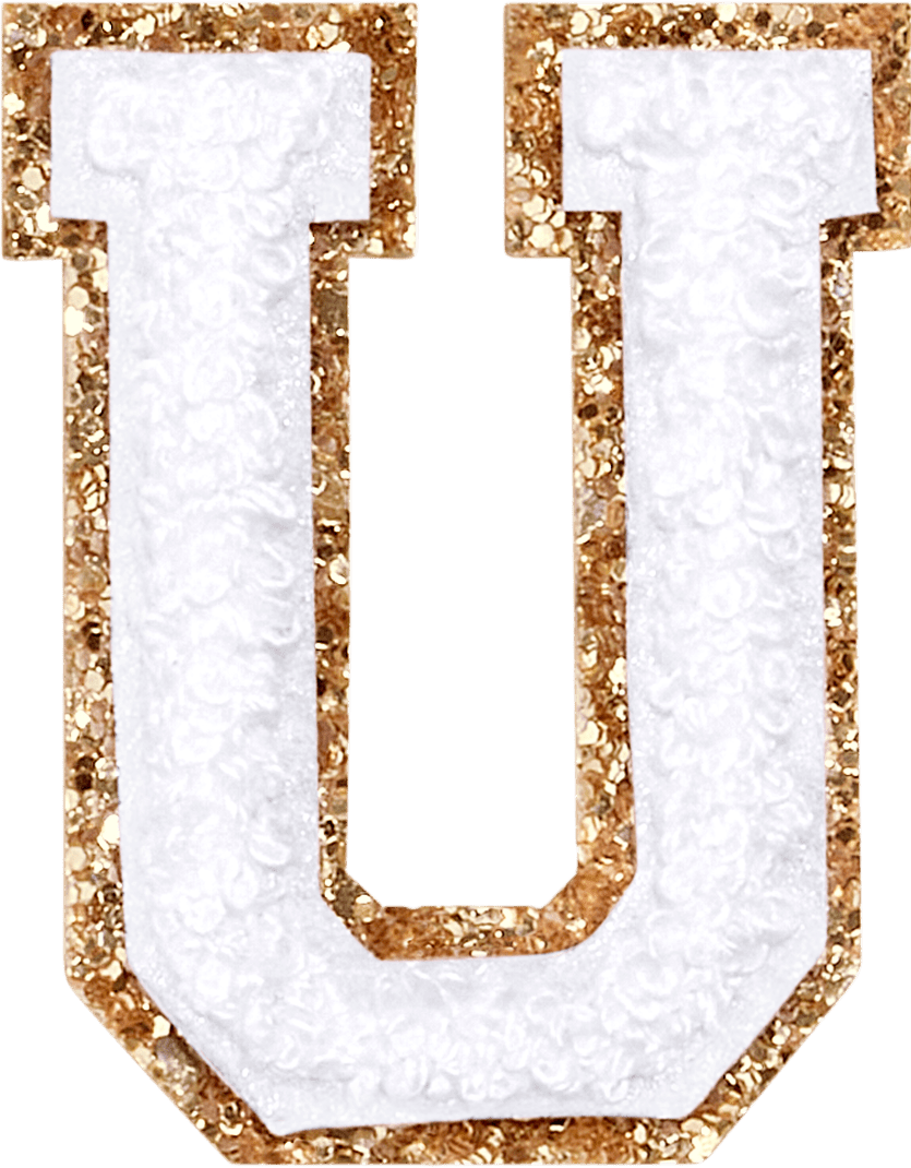 Blanc Glitter Varsity Letter Patch