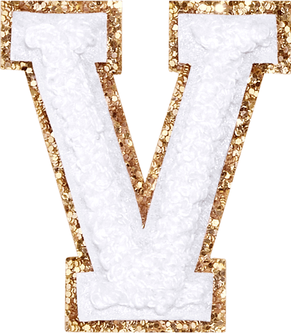 Blanc Glitter Varsity Letter Patch