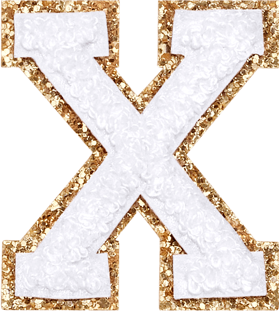 Blanc Glitter Varsity Letter Patch