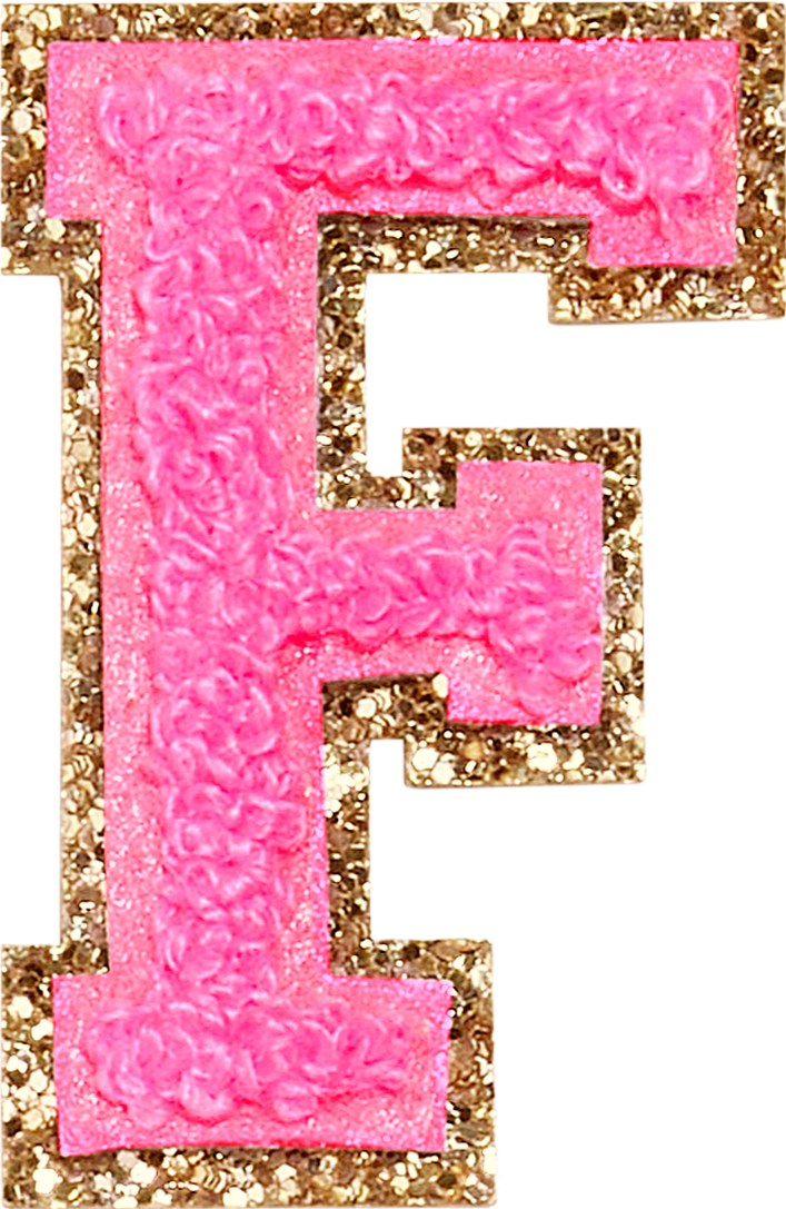 Bubblegum Glitter Varsity Letter Patch