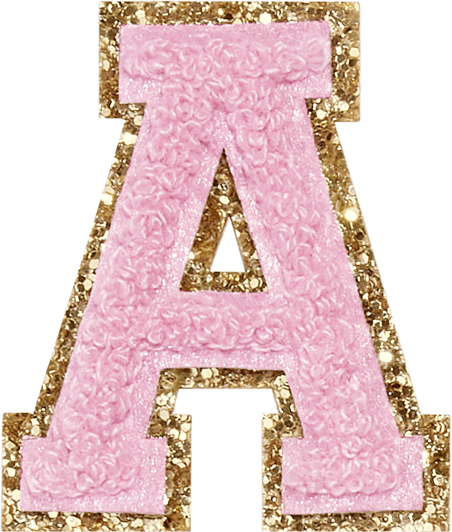 Flamingo Glitter Varsity Letter Patch