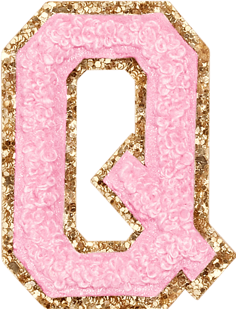 Flamingo Glitter Varsity Letter Patch