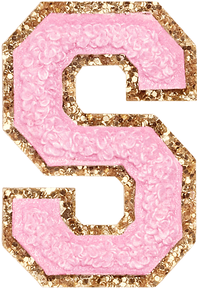 Flamingo Glitter Varsity Letter Patch