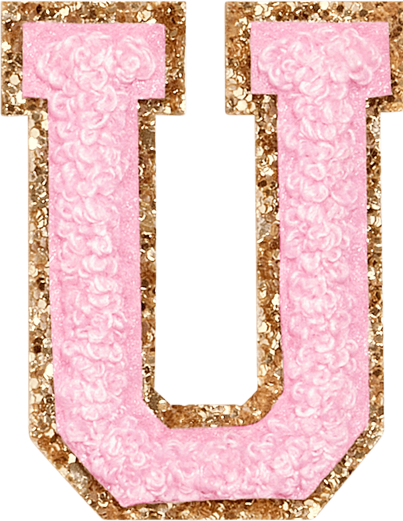 Flamingo Glitter Varsity Letter Patch