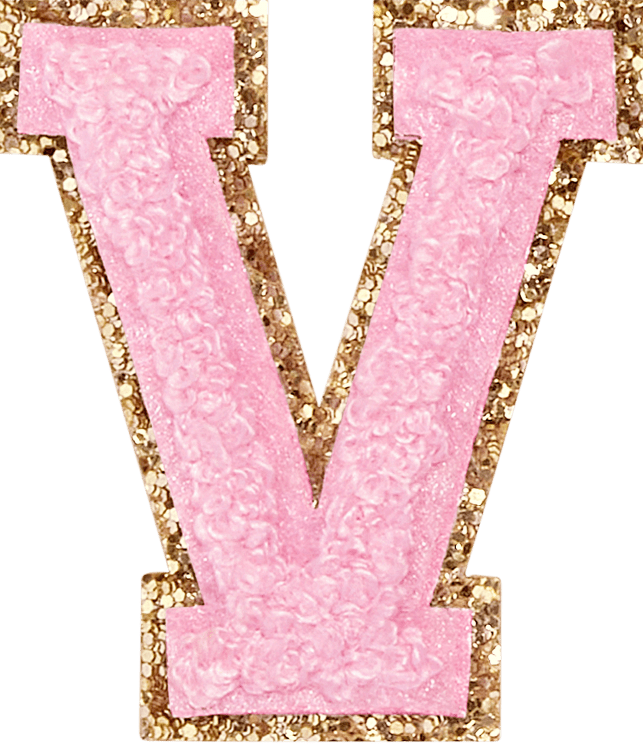 Flamingo Glitter Varsity Letter Patch