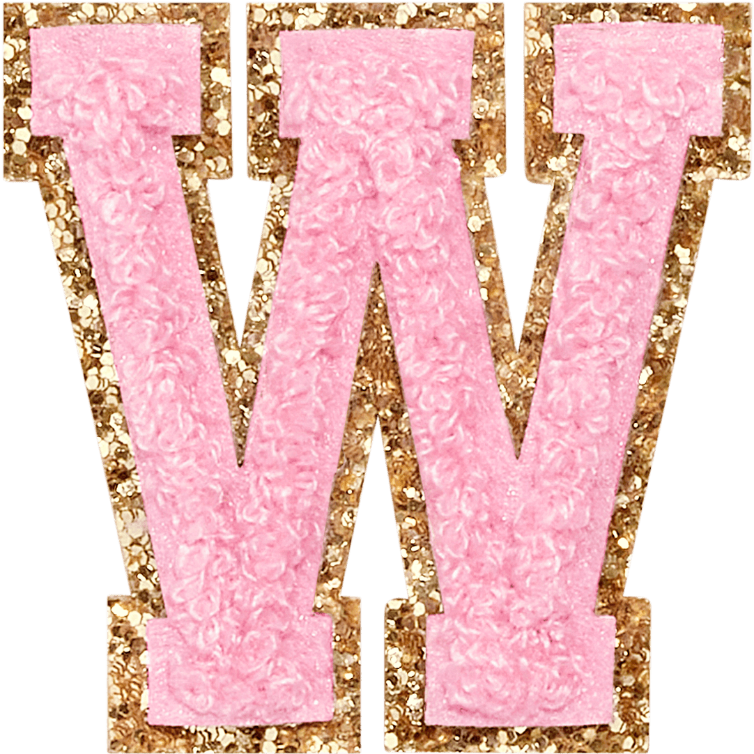 Flamingo Glitter Varsity Letter Patch