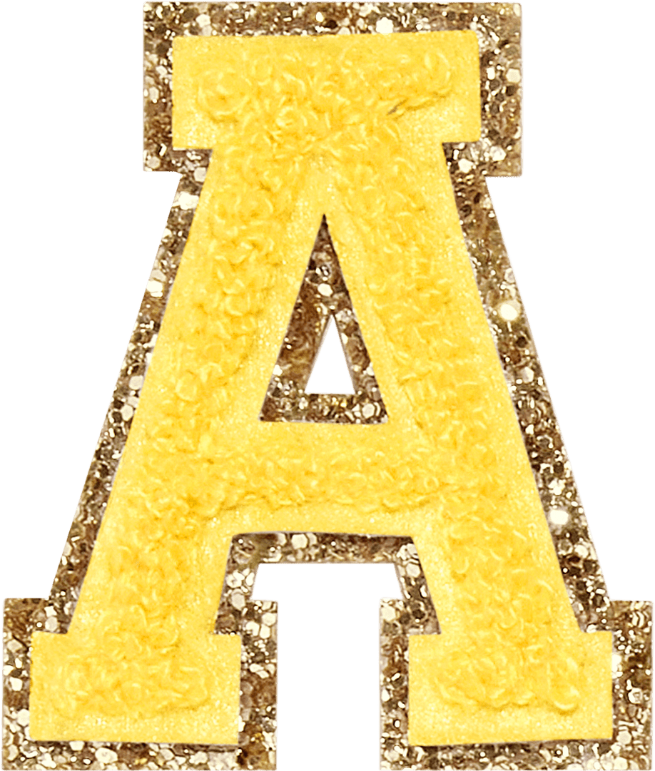Lemon Glitter Varsity Letter Patch