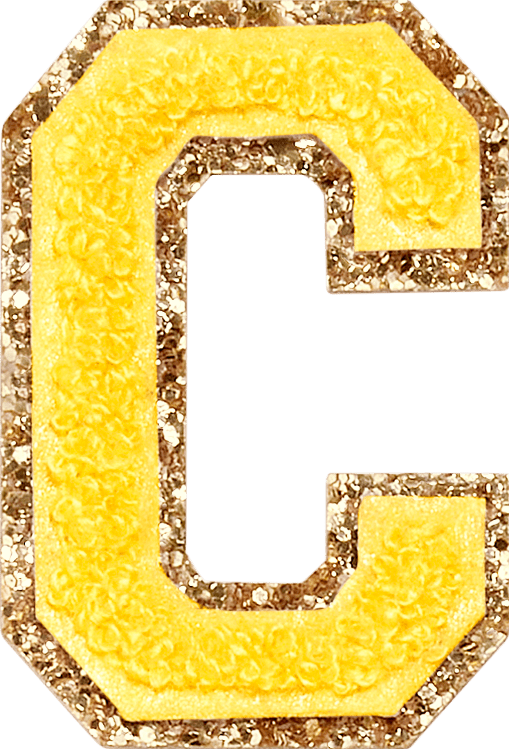 Lemon Glitter Varsity Letter Patch