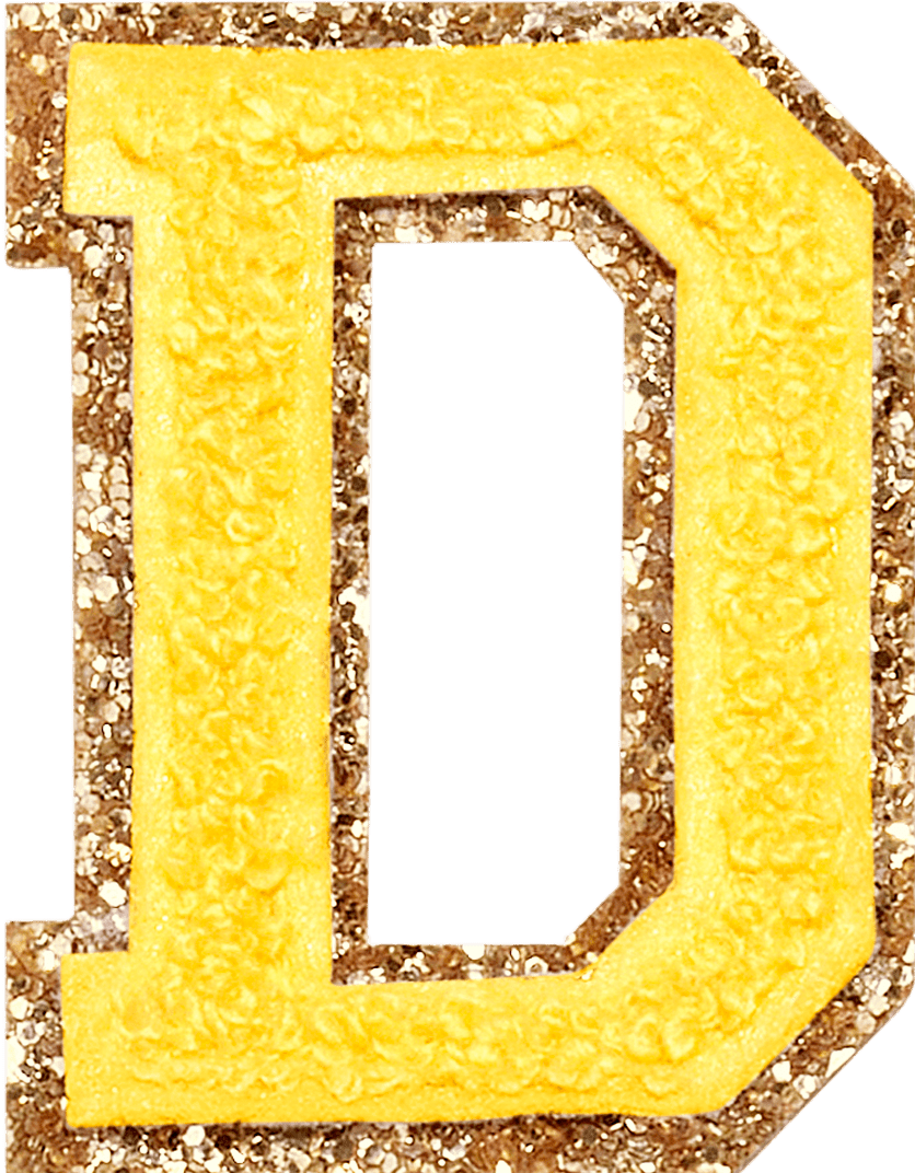 Lemon Glitter Varsity Letter Patch