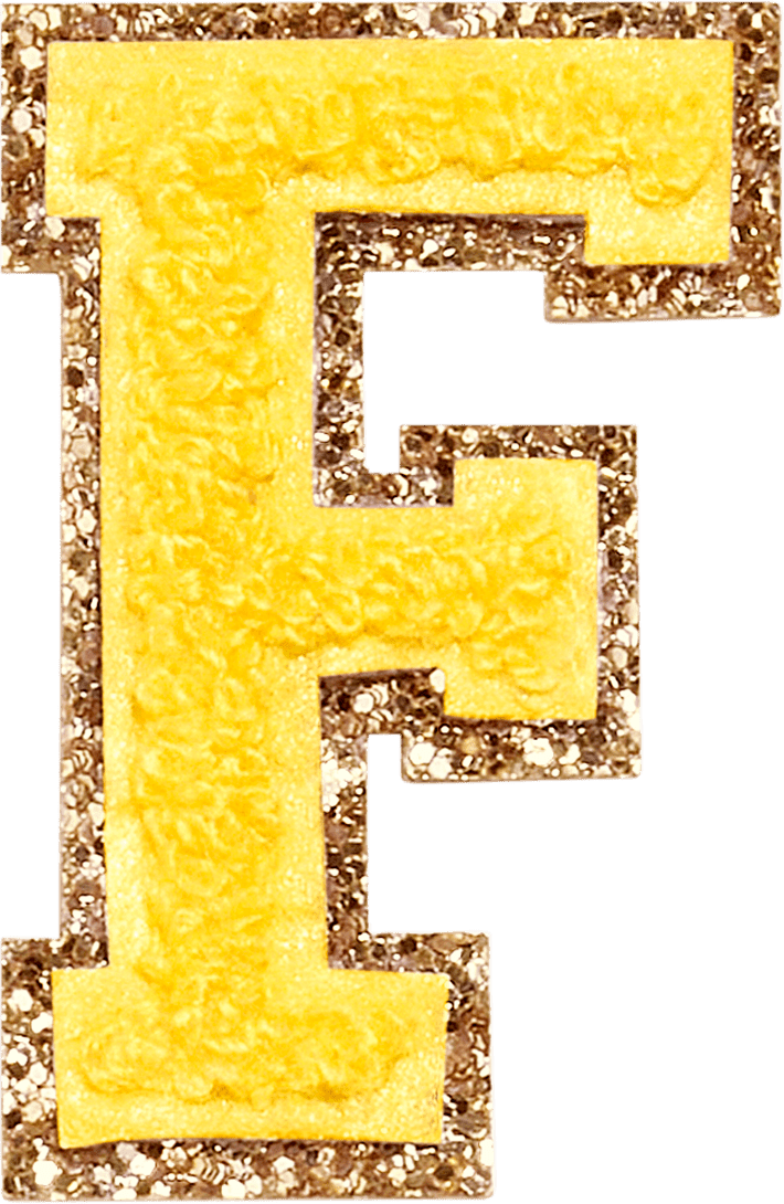 Lemon Glitter Varsity Letter Patch