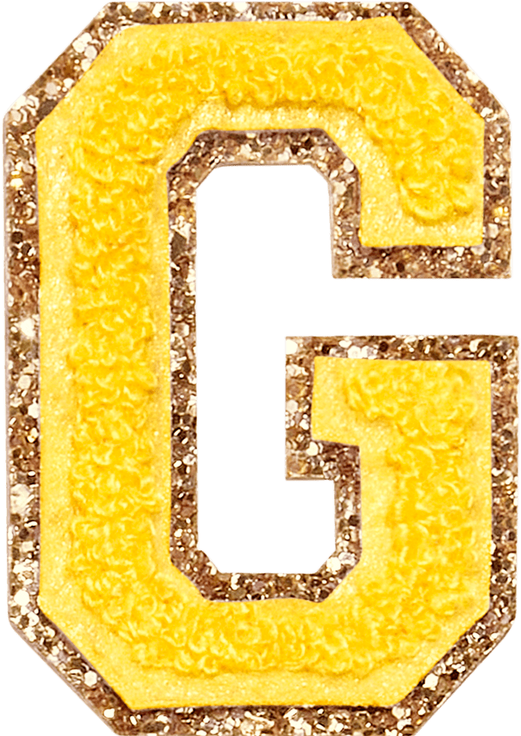 Lemon Glitter Varsity Letter Patch