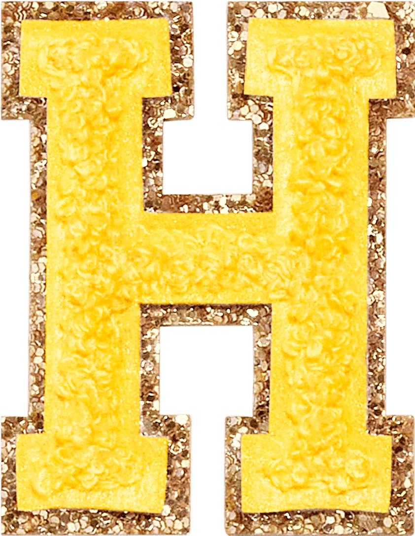 Lemon Glitter Varsity Letter Patch
