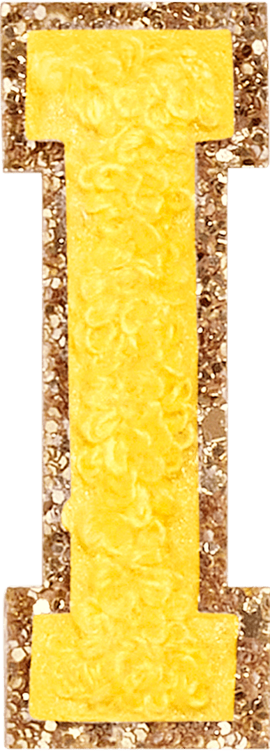 Lemon Glitter Varsity Letter Patch