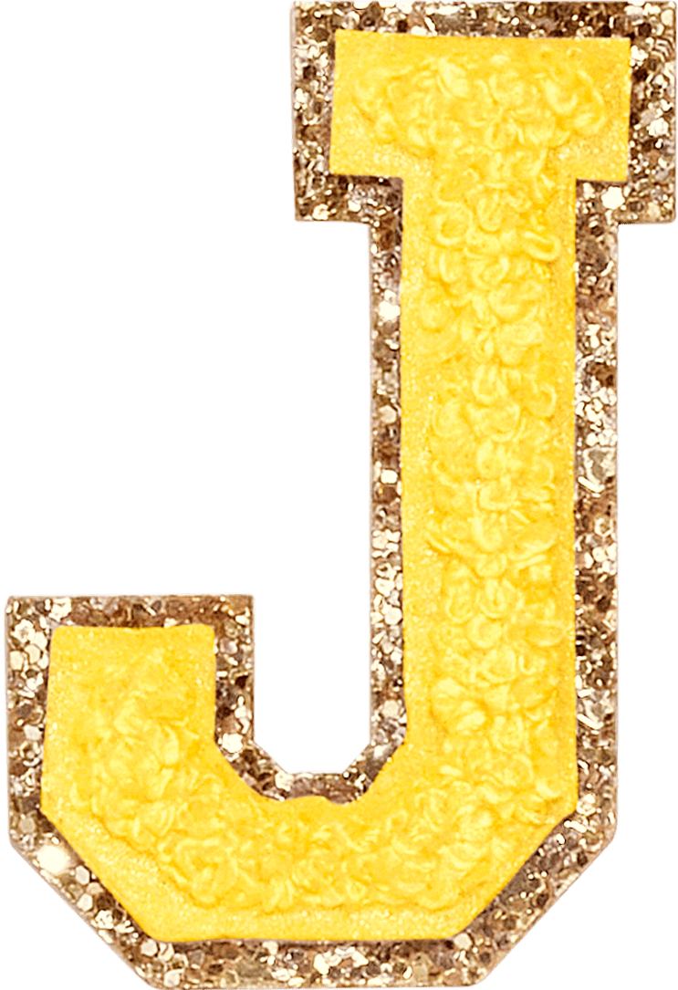 Lemon Glitter Varsity Letter Patch