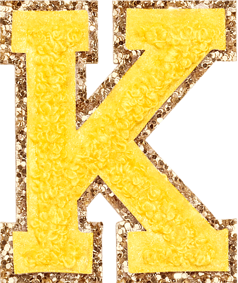 2.25" X 2.5" Green & Yellow Felt Letter E Patch – Iron-On, Block Letter Style