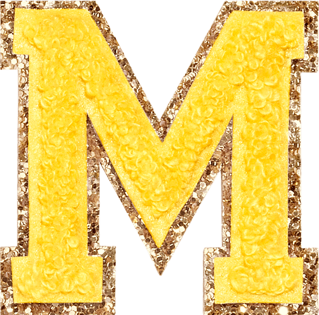 Lemon Glitter Varsity Letter Patch