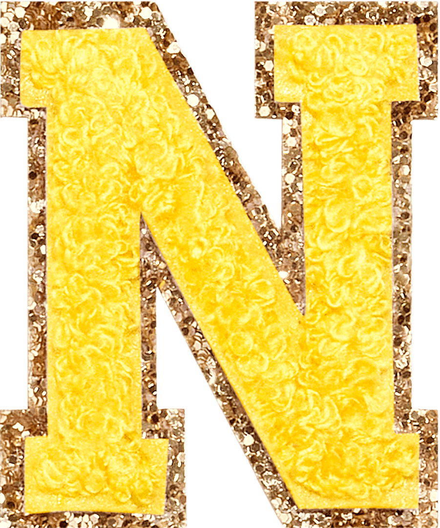 Lemon Glitter Varsity Letter Patch