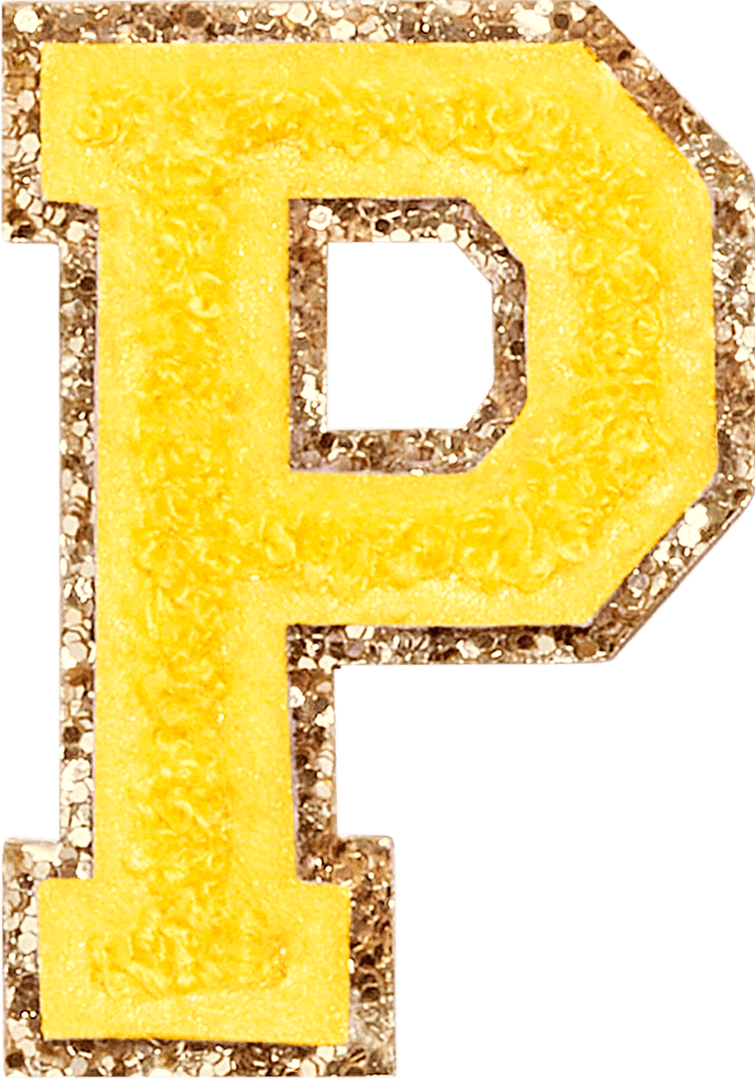Lemon Glitter Varsity Letter Patch