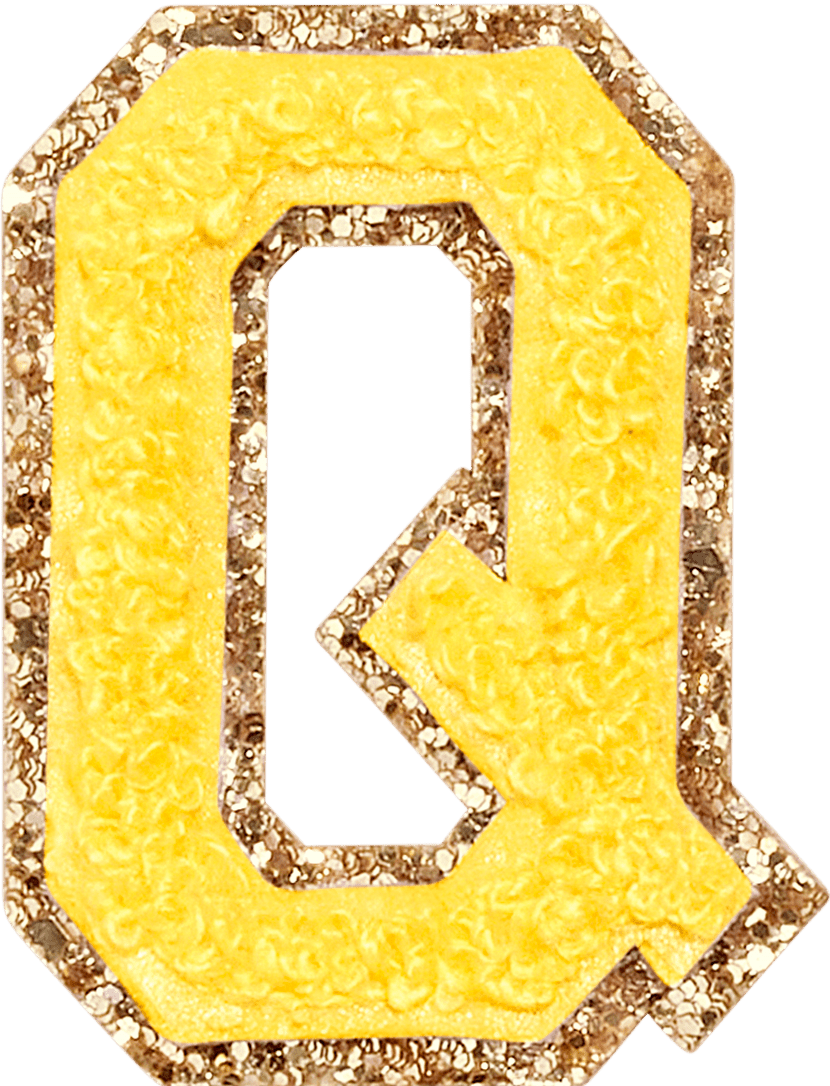 Lemon Glitter Varsity Letter Patch