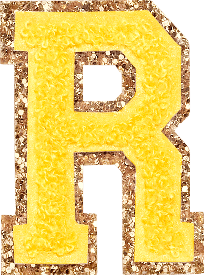 Lemon Glitter Varsity Letter Patch