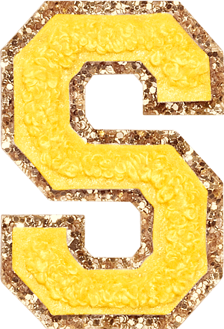 Lemon Glitter Varsity Letter Patch
