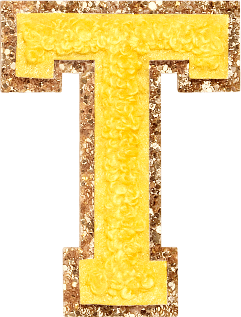 Lemon Glitter Varsity Letter Patch