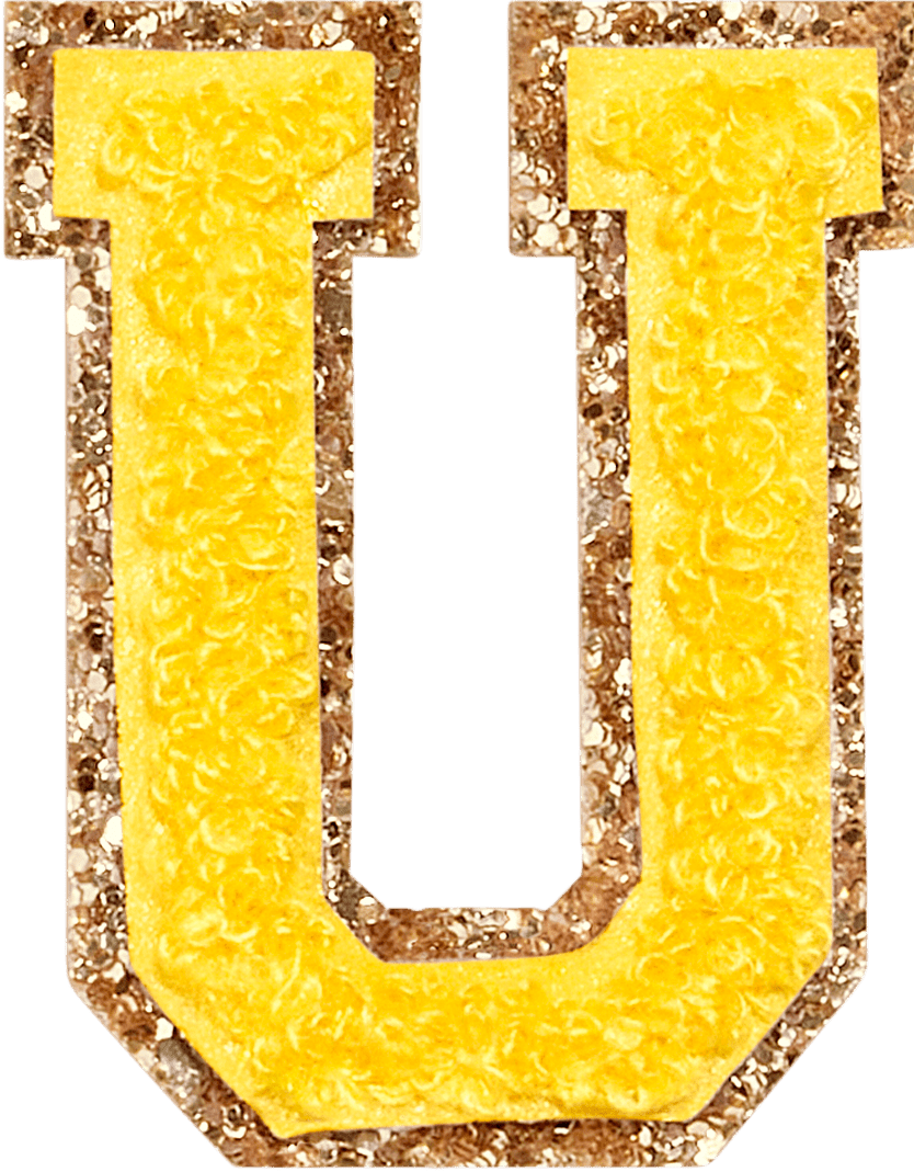 Lemon Glitter Varsity Letter Patch