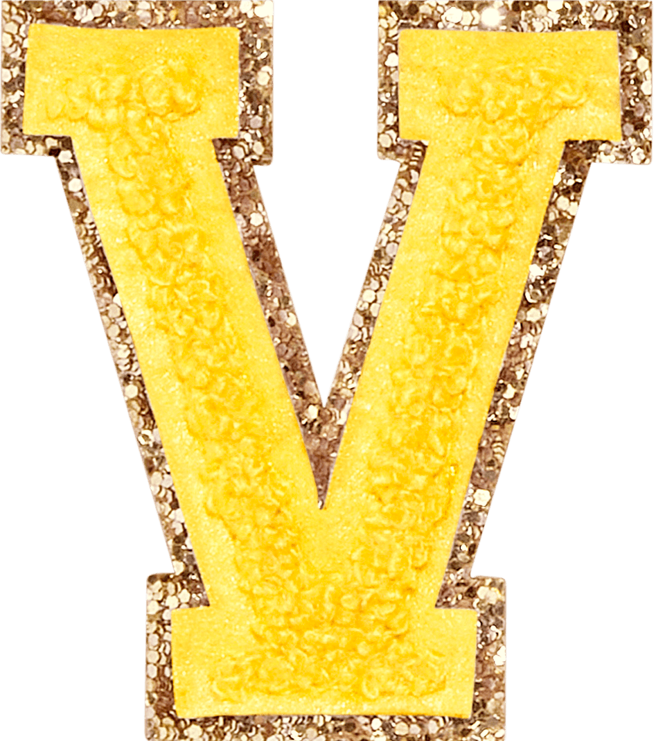 Lemon Glitter Varsity Letter Patch