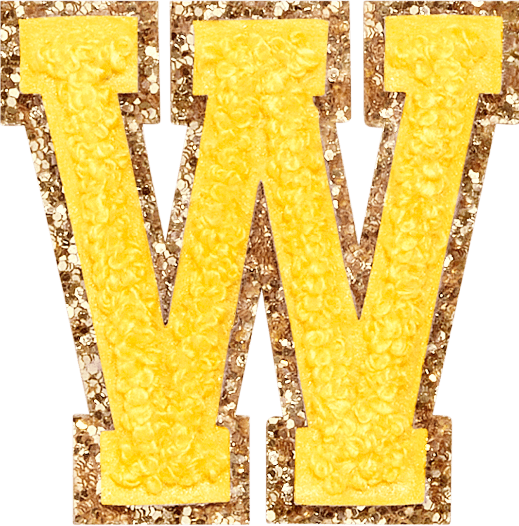 Lemon Glitter Varsity Letter Patch