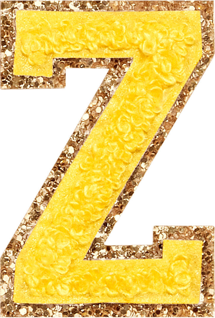Lemon Glitter Varsity Letter Patch