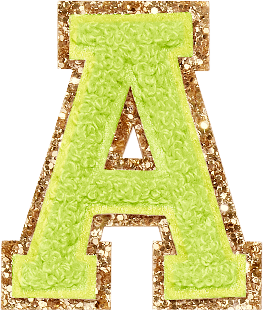 Lime Glitter Varsity Letter Patch