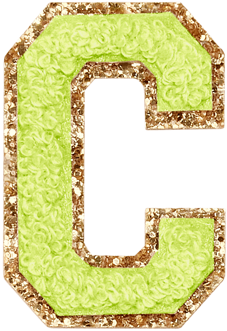 Lime Glitter Varsity Letter Patch