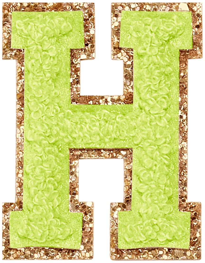 Lime Glitter Varsity Letter Patch