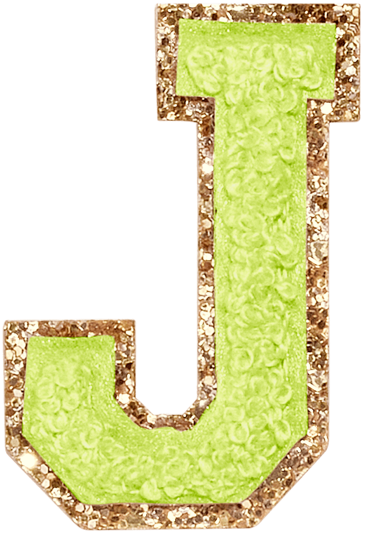 Lime Glitter Varsity Letter Patch