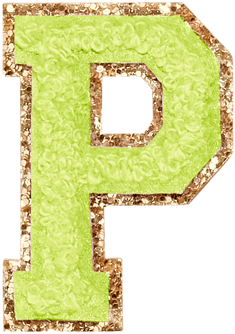 Lime Glitter Varsity Letter Patch