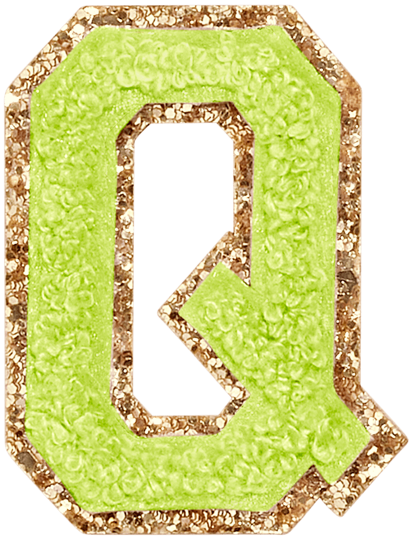 Lime Glitter Varsity Letter Patch