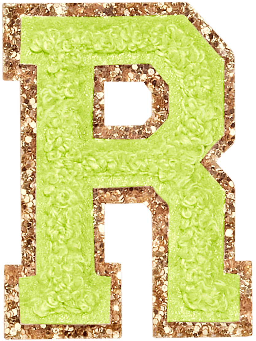 Lime Glitter Varsity Letter Patch