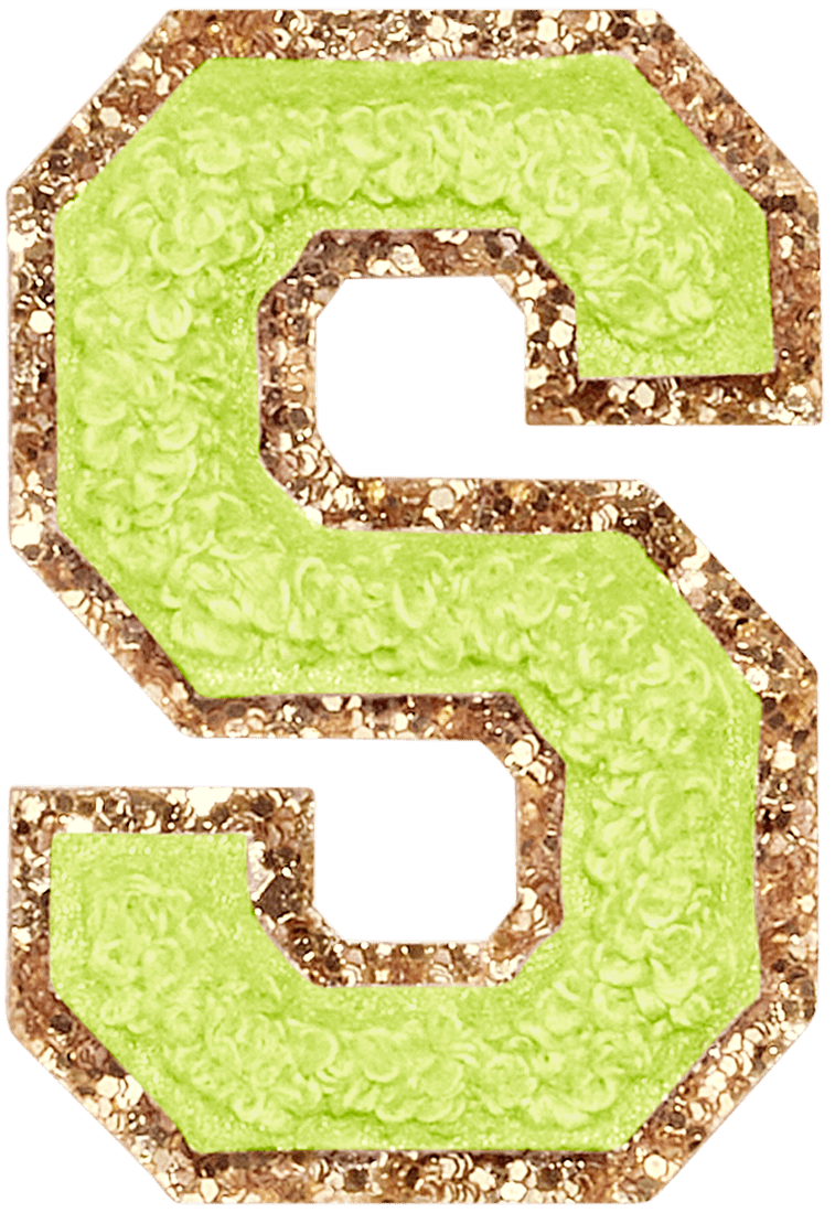 Lime Glitter Varsity Letter Patch