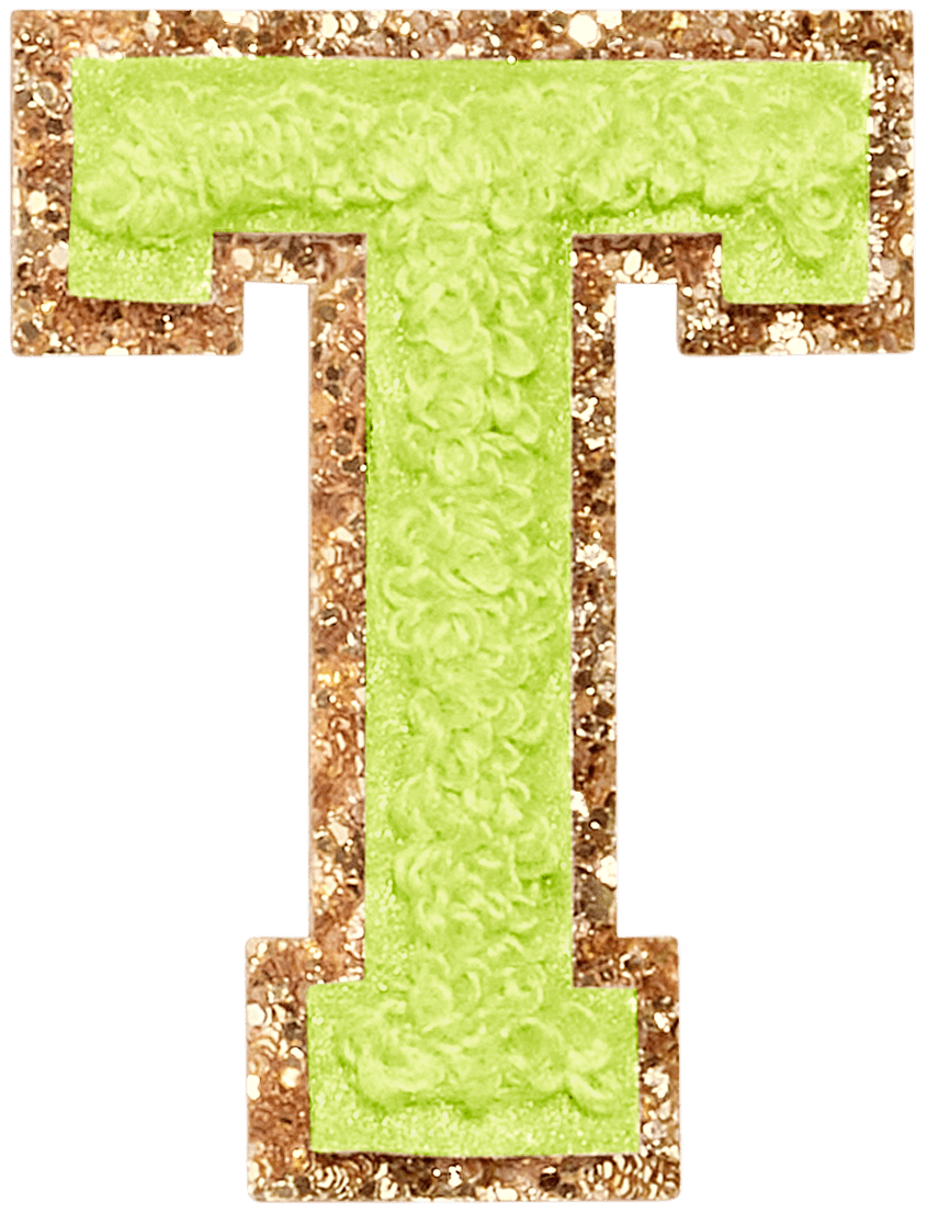 Lime Glitter Varsity Letter Patch