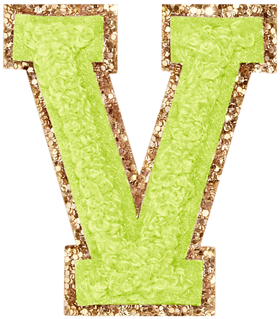 Lime Glitter Varsity Letter Patch