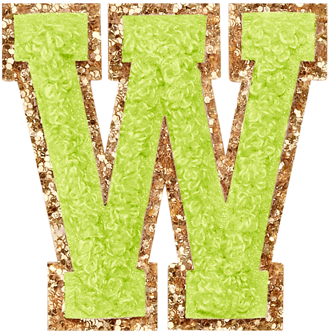 Lime Glitter Varsity Letter Patch