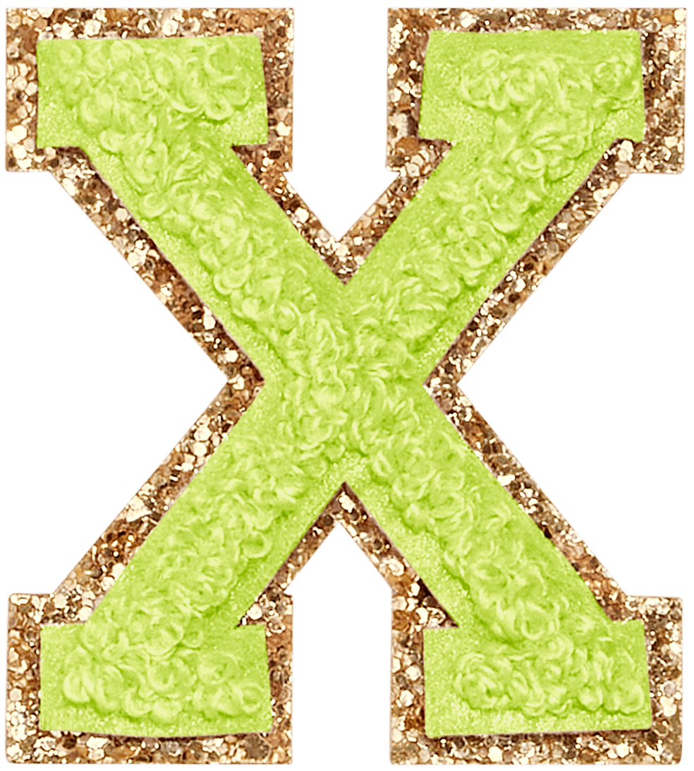 Lime Glitter Varsity Letter Patch