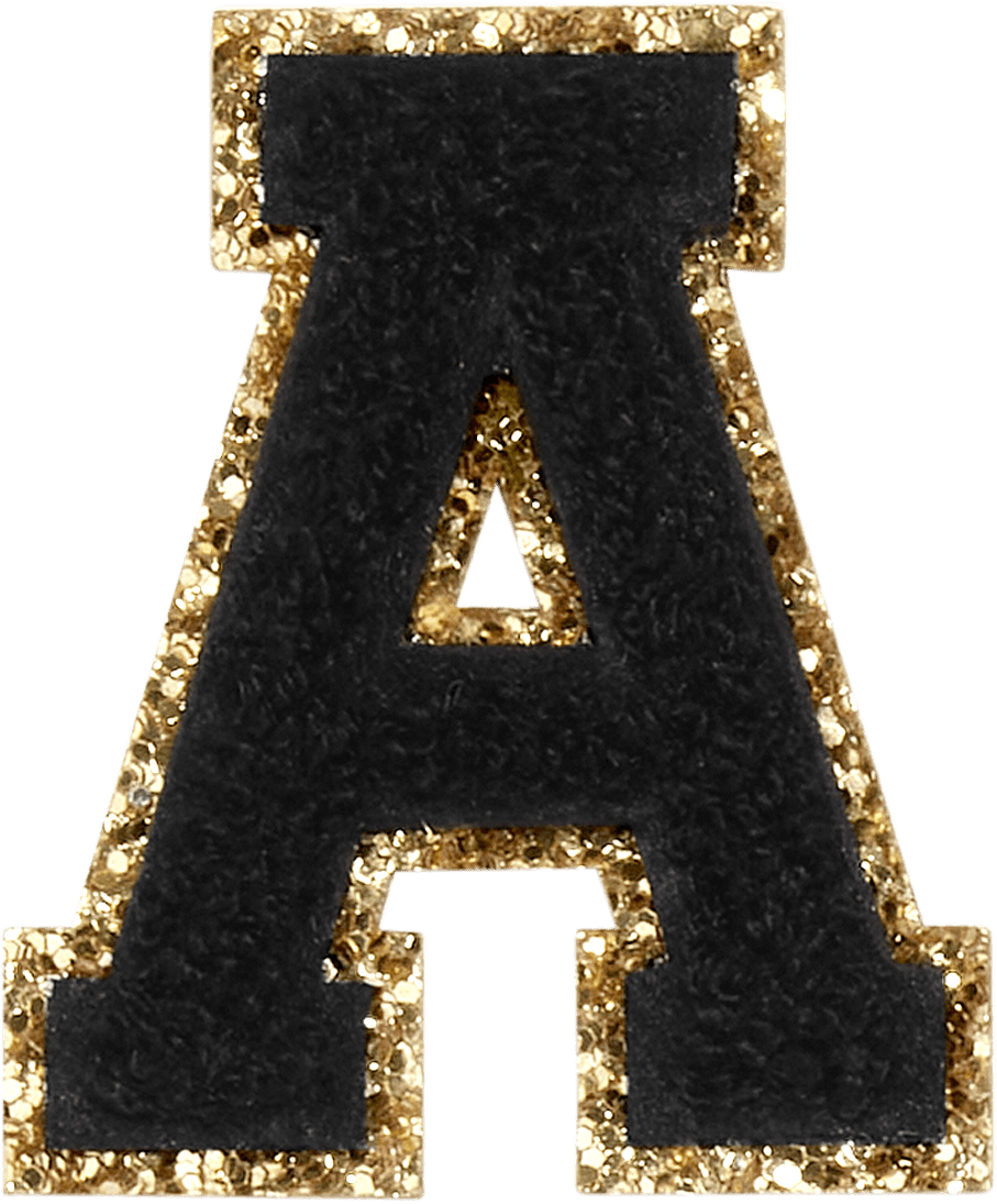 Noir Glitter Varsity Letter Patch