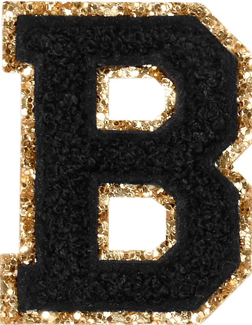 Noir Glitter Varsity Letter Patch