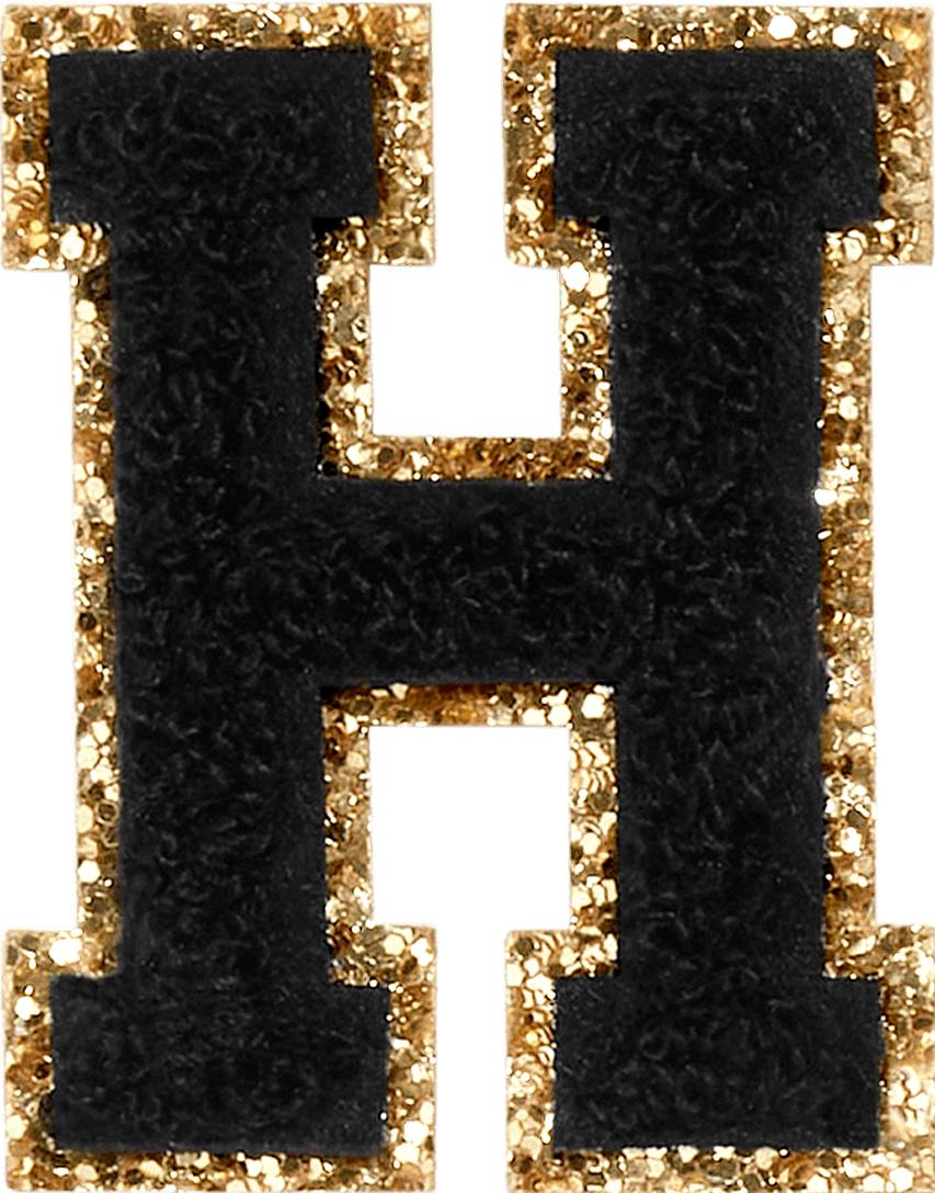Noir Glitter Varsity Letter Patch